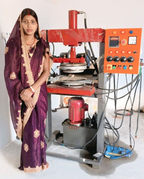 Adani Foundation at ACC Sindri empowers woman to support family through paper plate enterprise in Samlapur