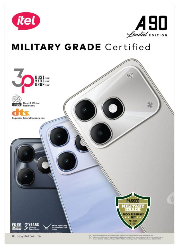 Headline- itel Brings Segment’s 1st Smartphone A90 Limited Edition with Military Grade Protection – MIL STD 810H – under 7K
